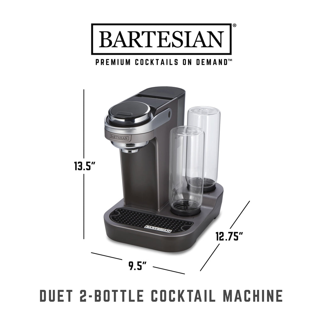 Bartesian Duet Cocktail Machine, 750 mL Glass Spirit Bottles, with LCD Display with Intuitive Controls