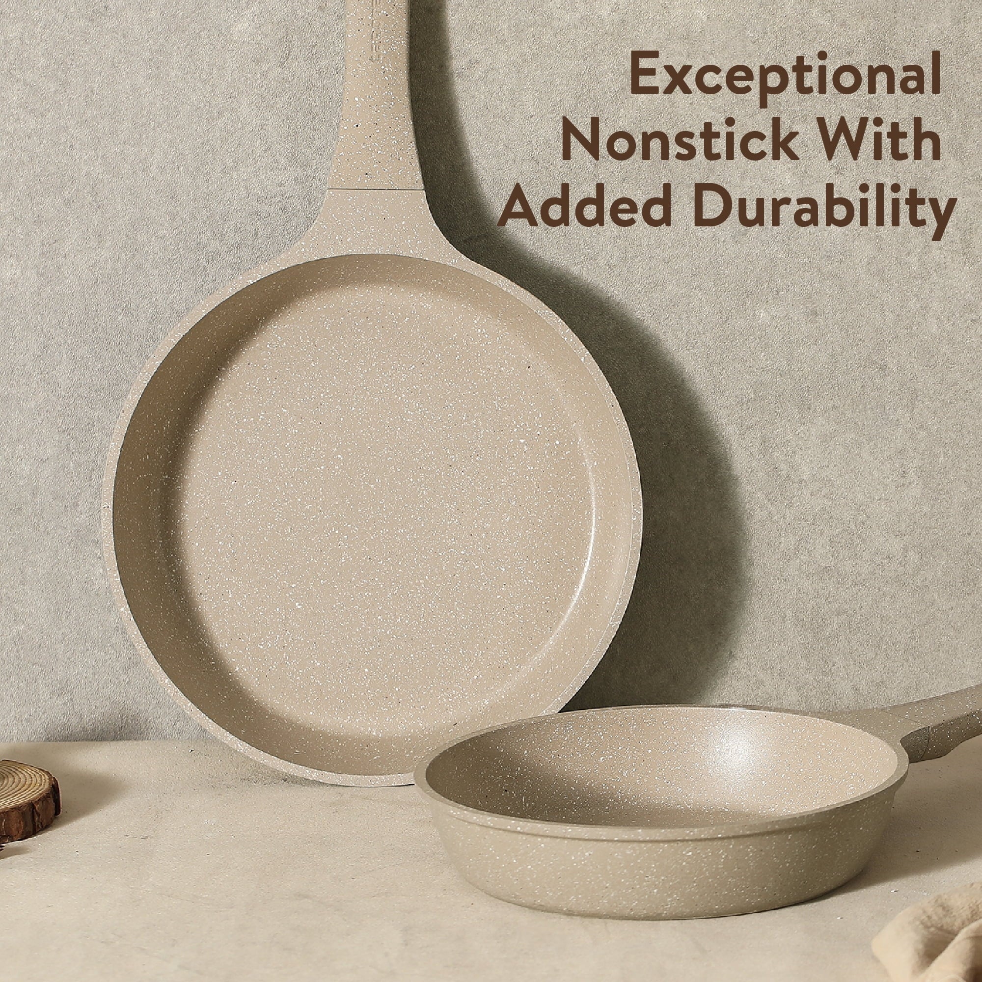 Carote Nonstick Cookware Set 7-Piece,Kitchen Pots and Pans Set,Stay-Cool Handles,Induction Compatible,Cookware Set for RV and Camping,Taupe