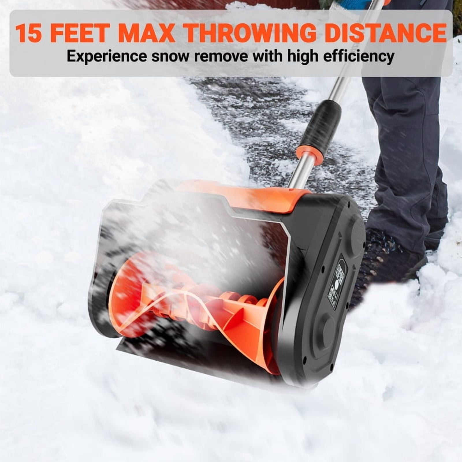 VOLTASK 24V 11-inch Cordless Snow Shovel 7.3lbs Lightweight Electric Snow Blower with 4-Ah Battery & Quick Charger Included for Driveway & Sidewalks
