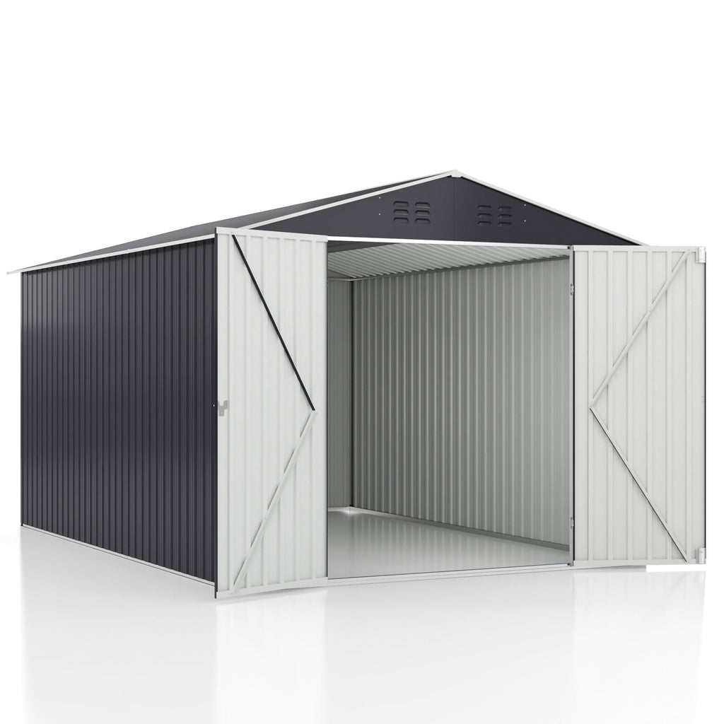 NETAJE 8'x12' Outdoor Metal Storage Shed with Upgraded Frame and Lockable Doors for Backyard, Garden, Lawn