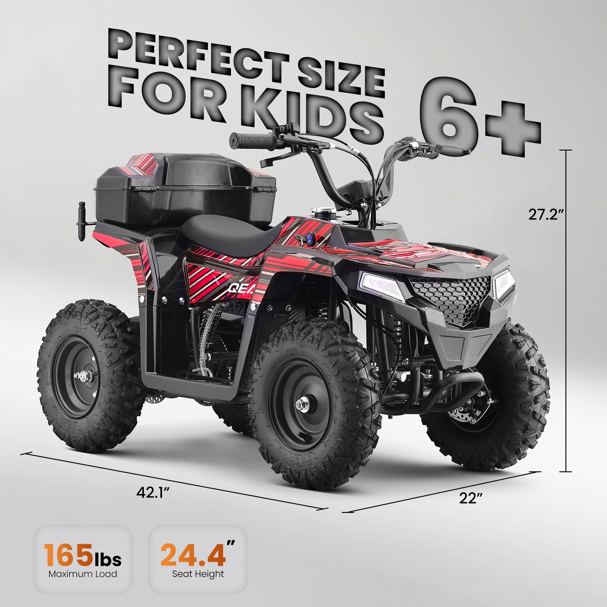 QEASET 40 cc Trail Blazer Ride-On Buggy – Dual-Speed Off-Roader, Key-Lock Safe, 10-15.5mph, Red
