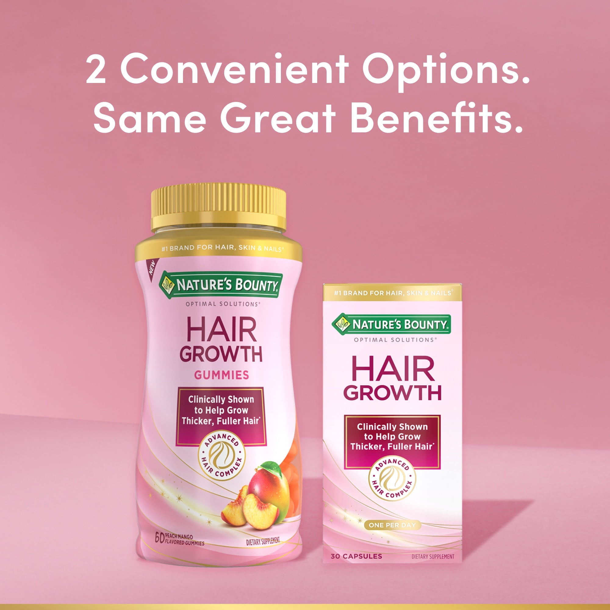 Nature’s Bounty® Optimal Solutions® Hair Growth Supplement for Women with Biotin Vitamin, Dietary Supplement, 30 Capsules