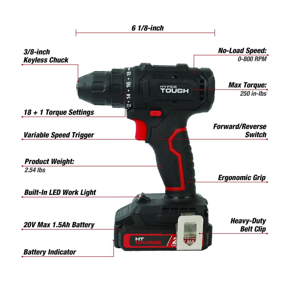 Hyper Tough 20V Brushless 4-Tool Combo Kit