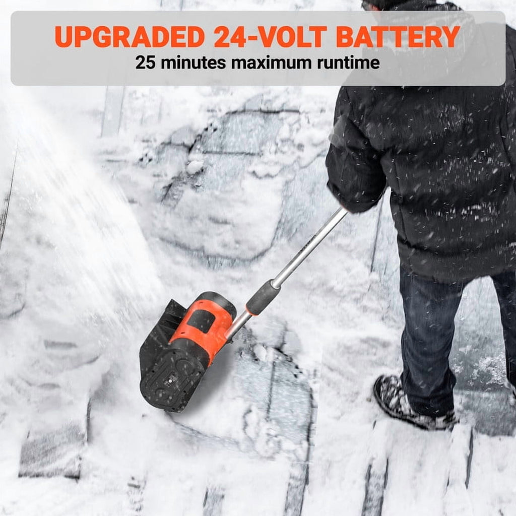 VOLTASK 24V 11-inch Cordless Snow Shovel 7.3lbs Lightweight Electric Snow Blower with 4-Ah Battery & Quick Charger Included for Driveway & Sidewalks