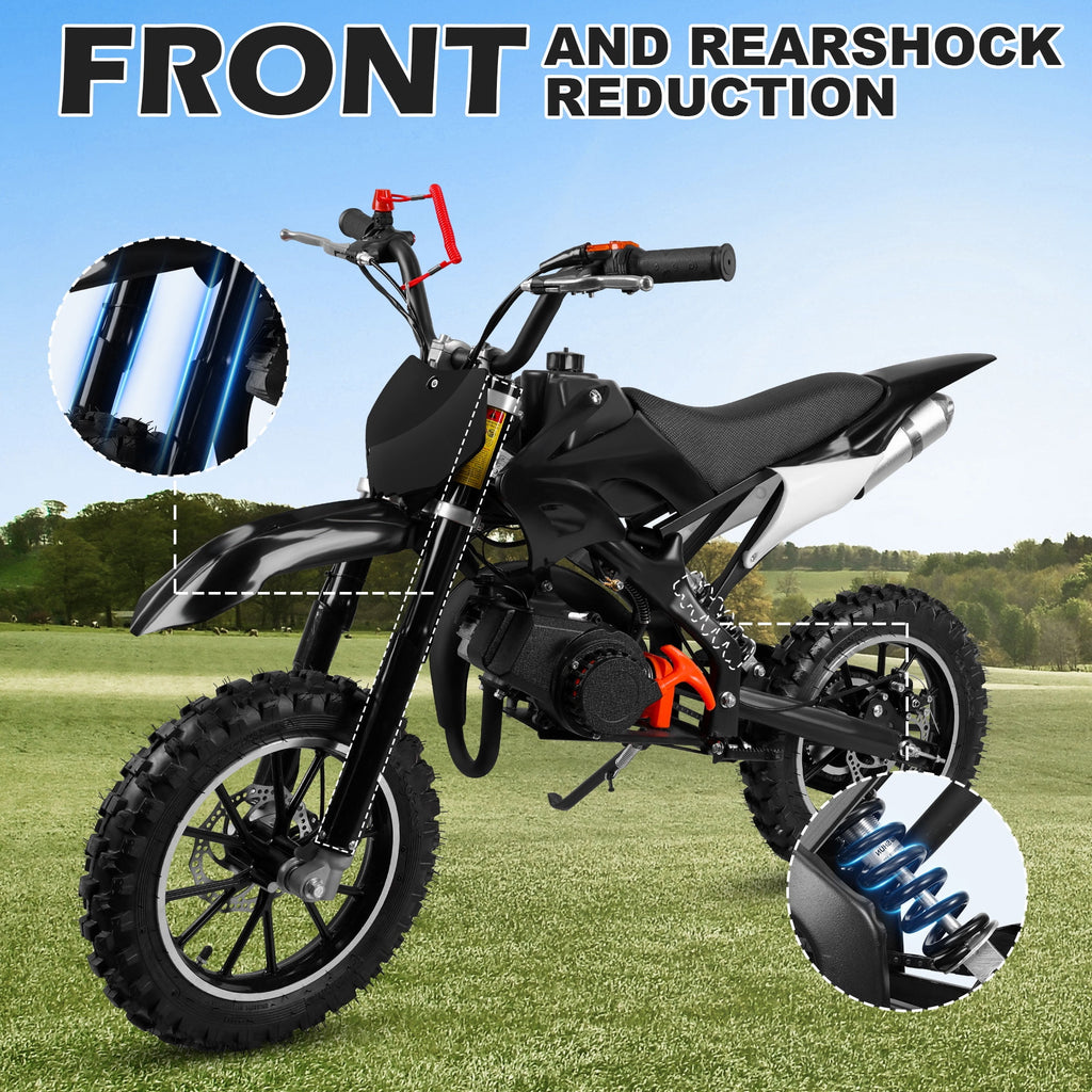 Gpower Gasoline 49cc Dirt Bike for Kids 6-15,2-Stroke Gas Power Mini Dirt Bike,1-Seater,Black