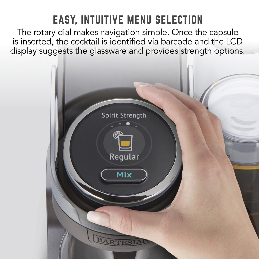 Bartesian Duet Cocktail Machine, 750 mL Glass Spirit Bottles, with LCD Display with Intuitive Controls