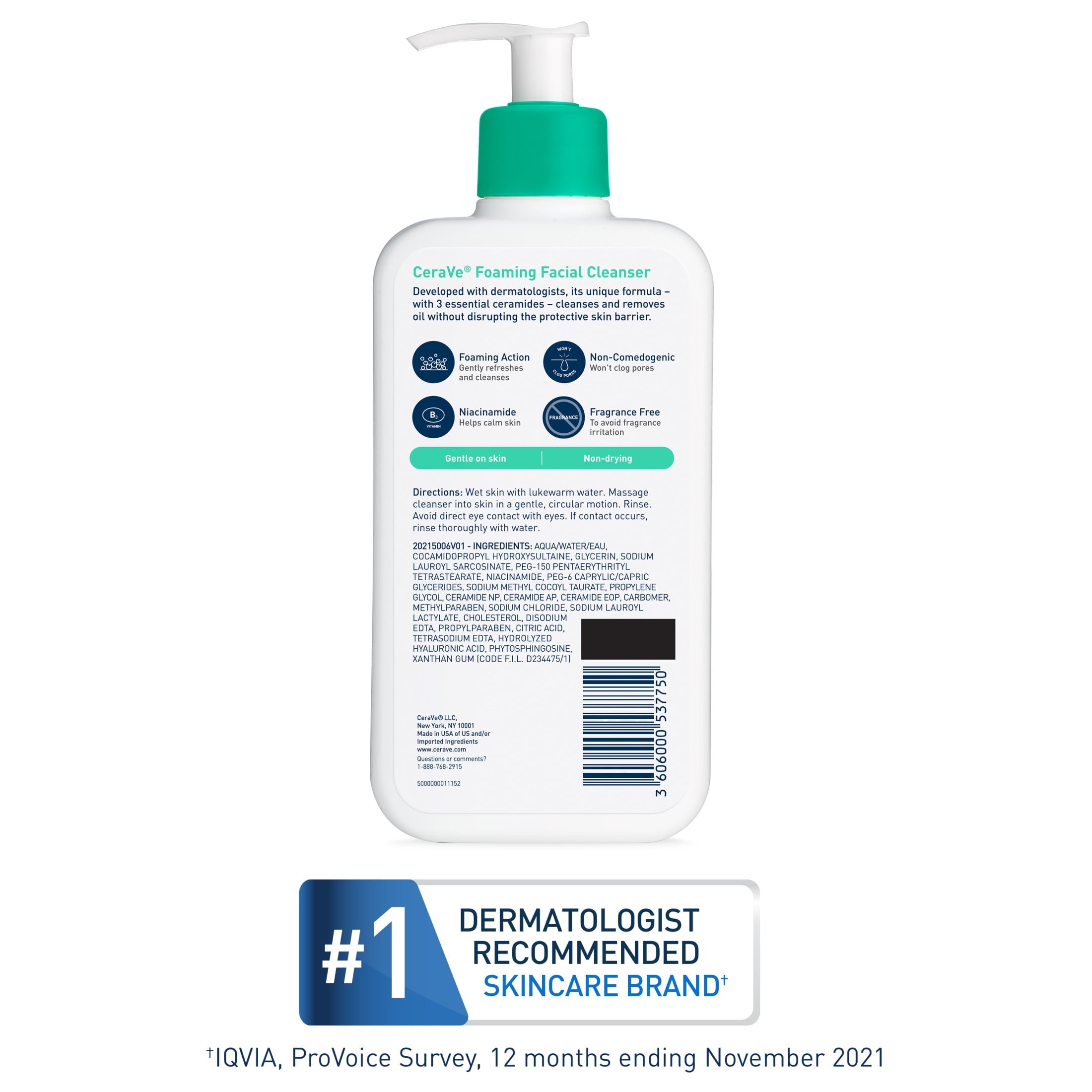 CeraVe Foaming Facial Cleanser for Normal to Oily Skin, 8 fl oz