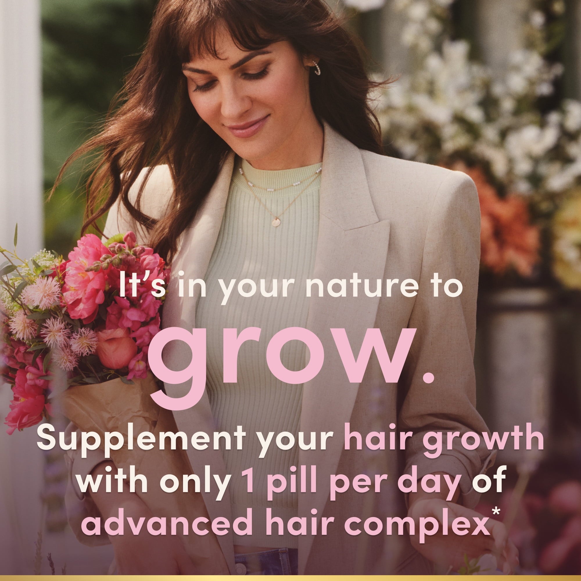Nature’s Bounty® Optimal Solutions® Hair Growth Supplement for Women with Biotin Vitamin, Dietary Supplement, 30 Capsules
