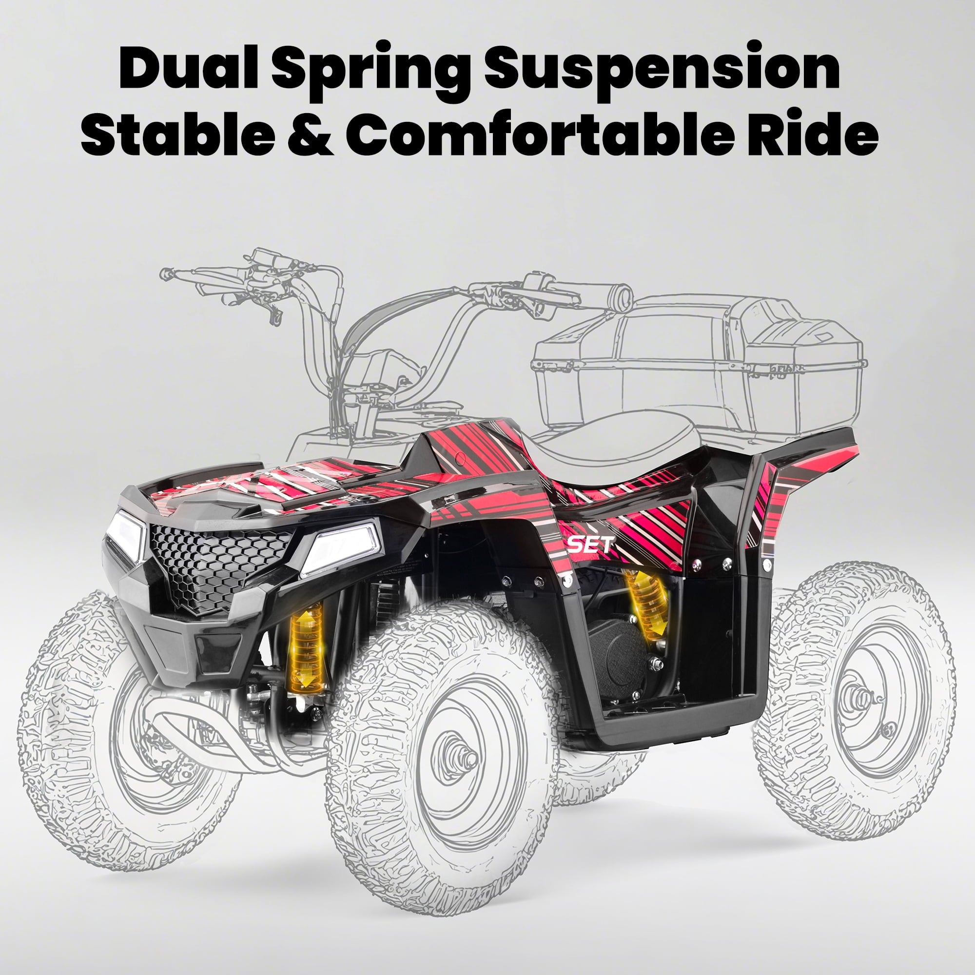 QEASET 40 cc Trail Blazer Ride-On Buggy – Dual-Speed Off-Roader, Key-Lock Safe, 10-15.5mph, Red