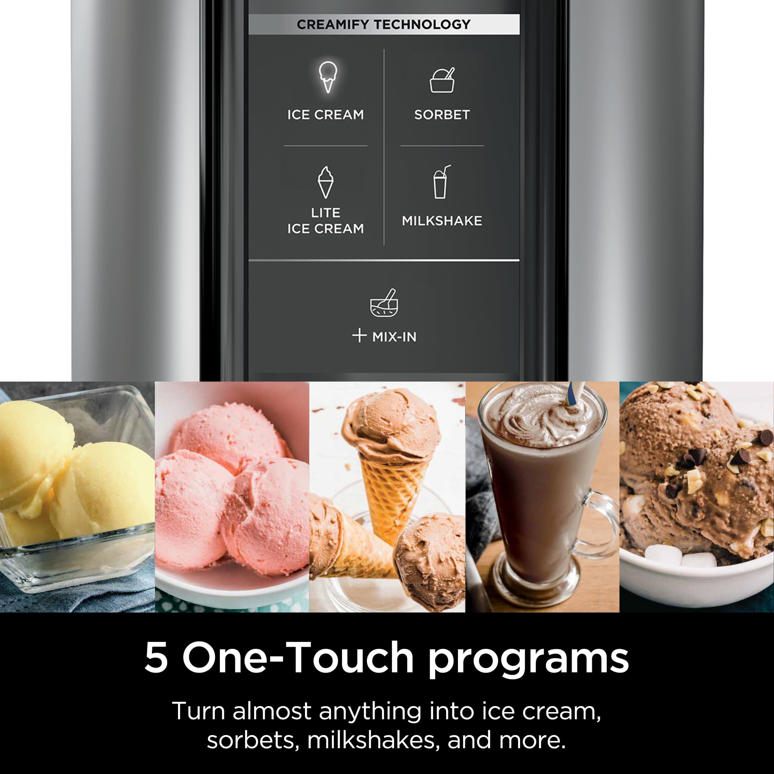 Ninja CREAMi Ice Cream Maker, for Gelato, Mix-ins, Milkshakes, Sorbet, Smoothie Bowls & More, 5 One-Touch Programs, with (2) 16 oz Pint Containers & Lids, Perfect for Kids, White, NC300WH