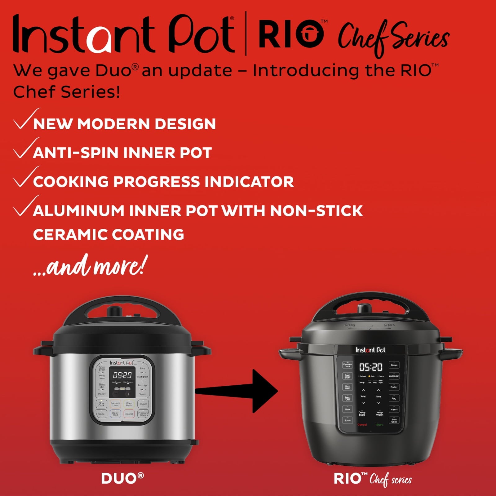Instant Pot 6Qt RIO Chef Series 7-in-1 Multi-Cooker, Pressure Cooker, Slow Cook, & More, Black