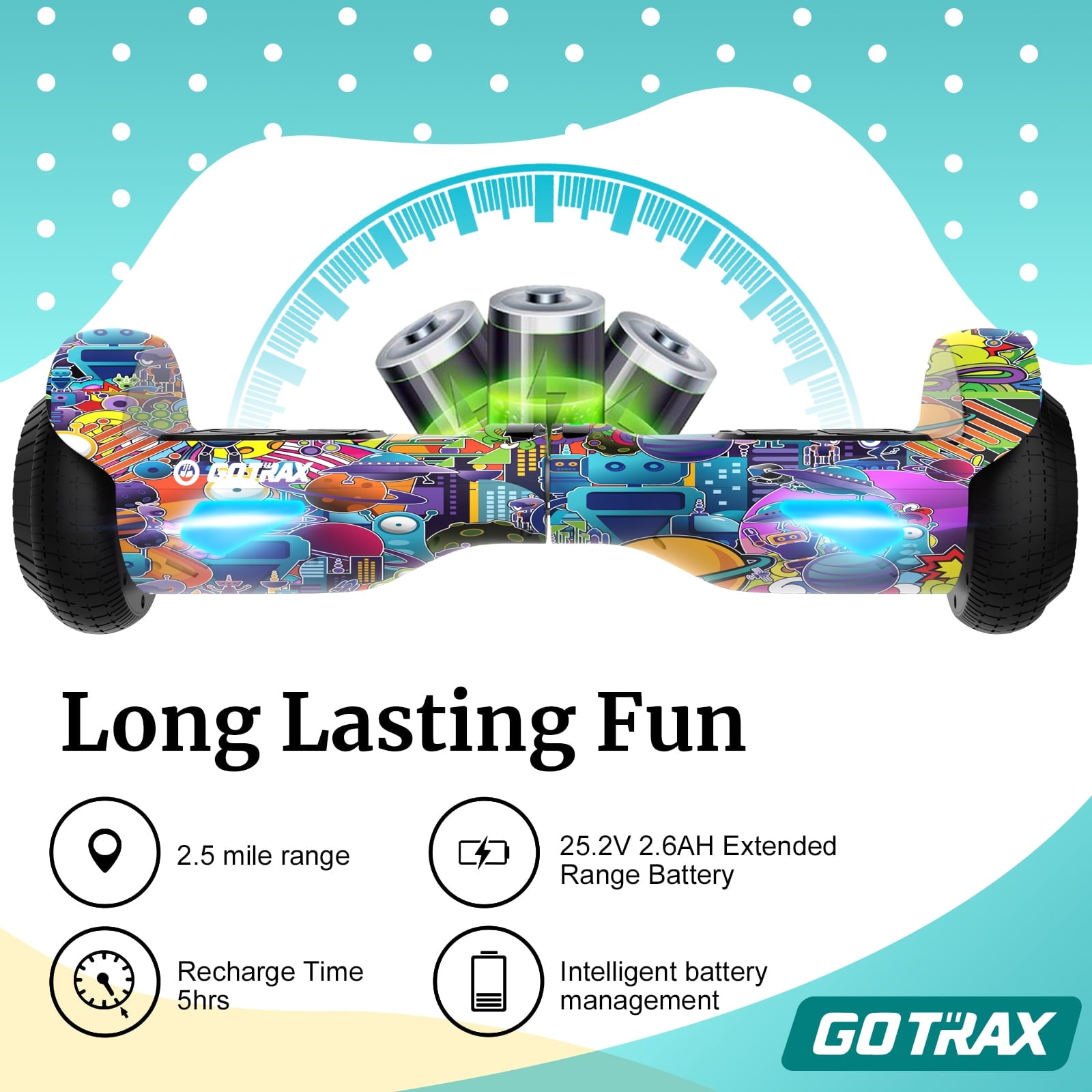 Gotrax Edge Hoverboard for Kids Adults, 6.5" Tires 6.2mph & 2.5 Miles Self Balancing Scooter, Galaxy