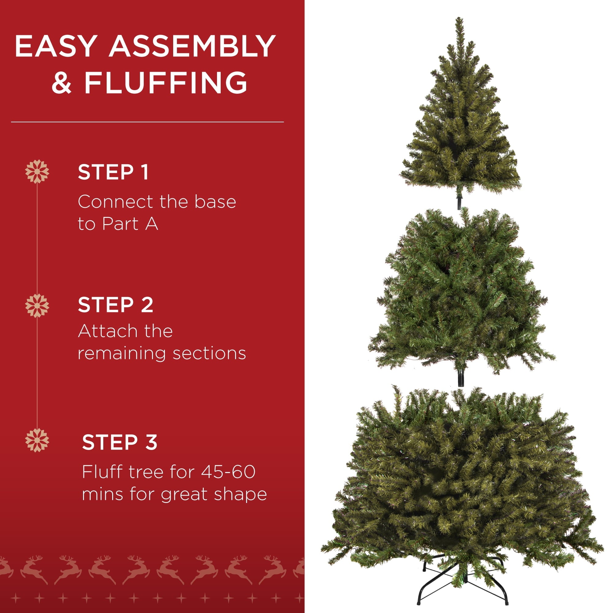 Best Choice Products Artificial Christmas Tree, 7.5ft Premium Pre-Lit Spruce Design, Dense Branches - Green Spruce