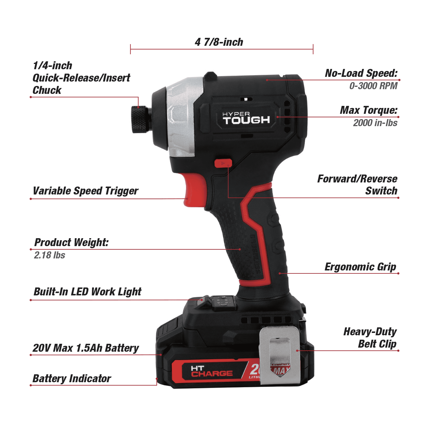 Hyper Tough 20V Brushless 4-Tool Combo Kit