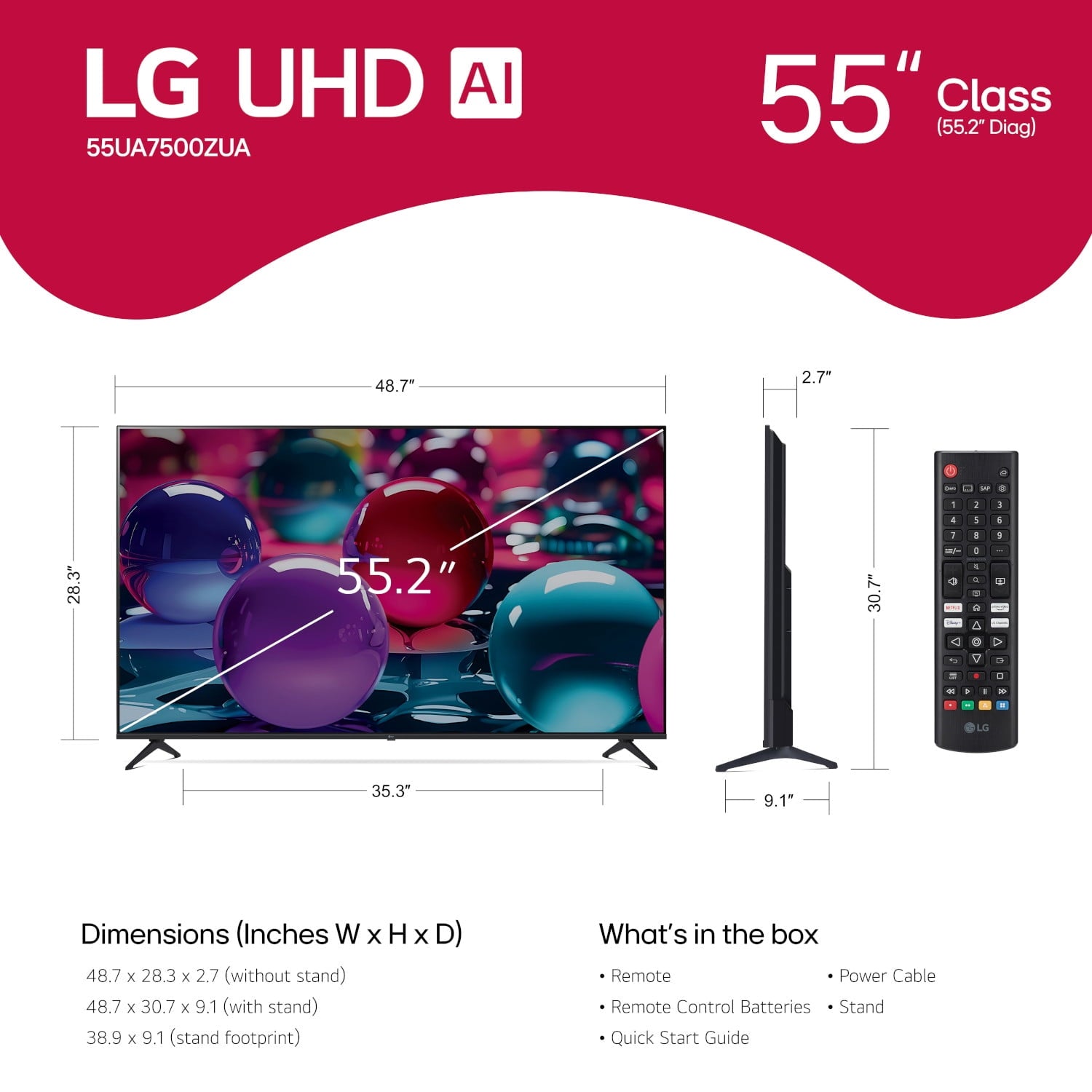 LG 55-Inch 4K UHD AI Smart TV, 55UA7000