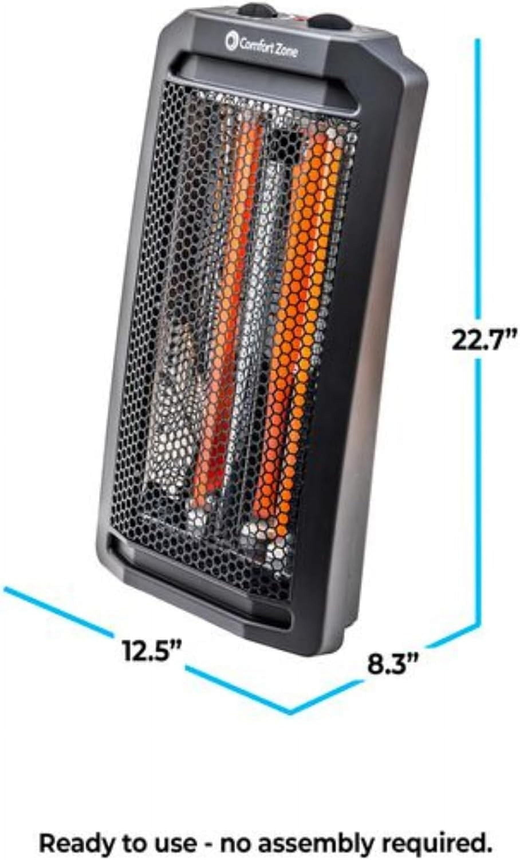 Comfort Zone Infrared Tower Heater, 1500W, Thermostat, 2 Settings