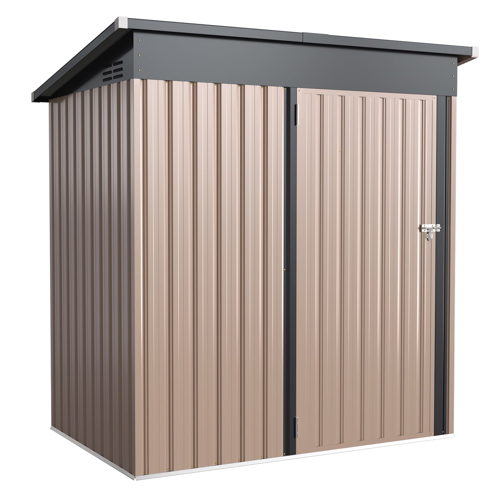 YODOLLA 5 x 3 ft. Outdoor Metal Steel Storage Shed with Sliding Roof & Lockable Door for Backyard, Garden