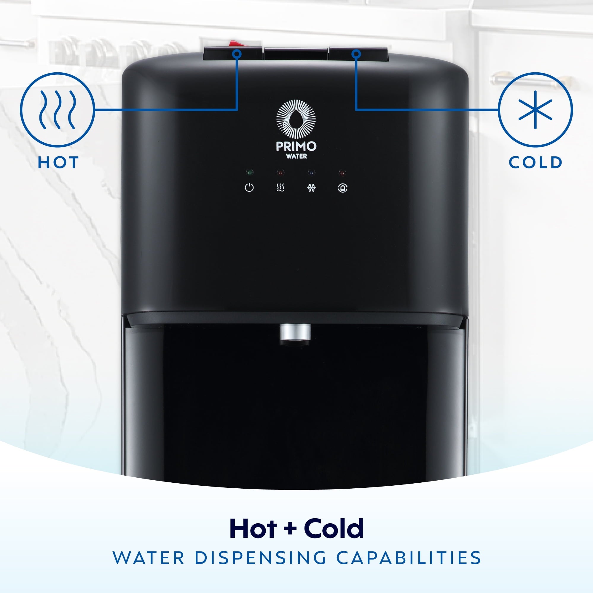 Primo Water® Black Bottom Load Classic Hot and Cold  2 Temp Water Dispenser with High Dispensing Area