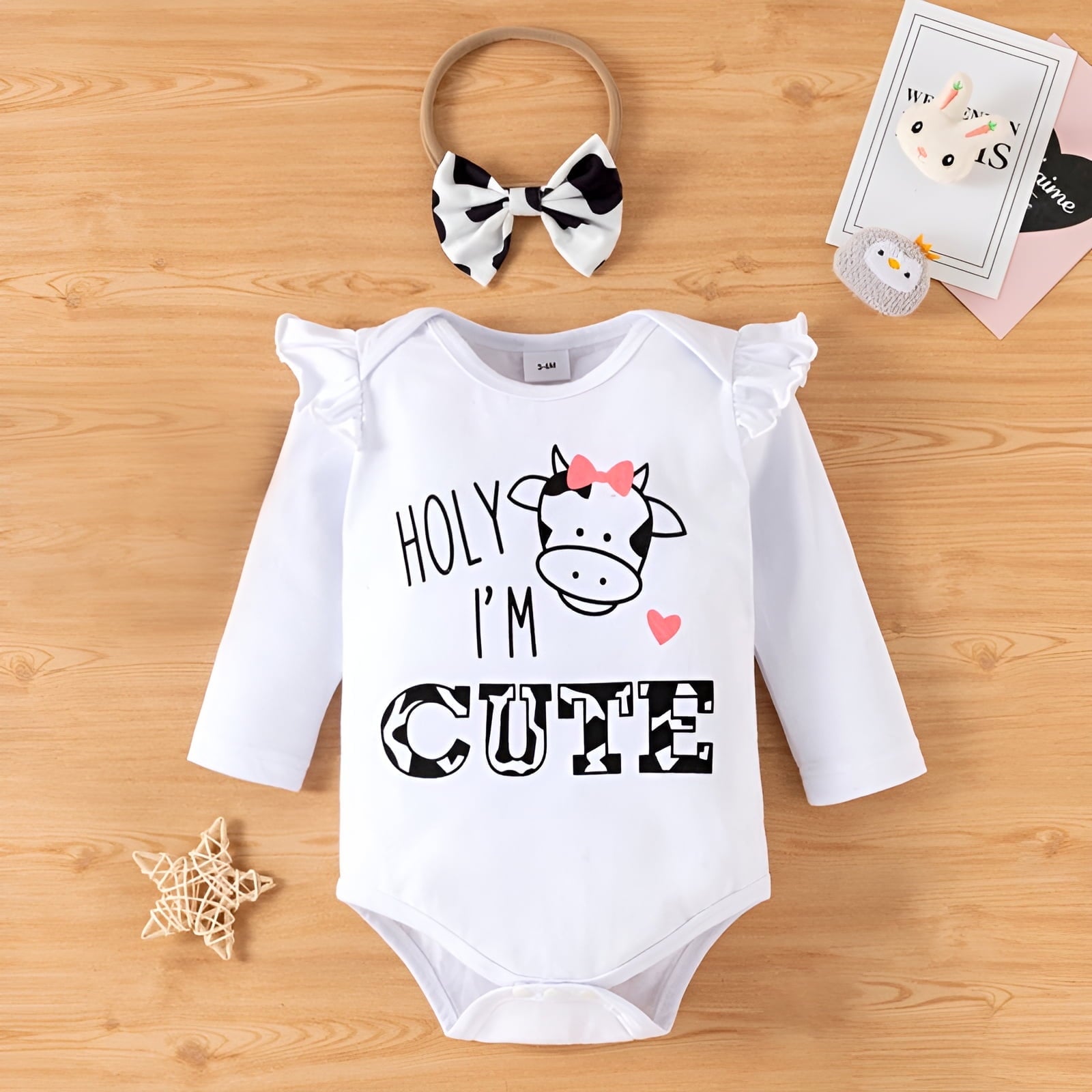 PatPat Newborn Baby Girl Clothes Long Sleeve Romper Bodysuit and Pants Outfit Set, 0-3 Months