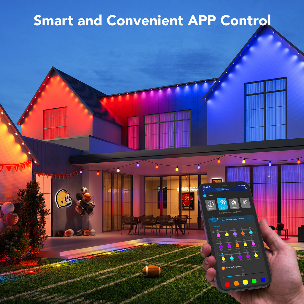 Govee 100ft RGBIC Permanent Outdoor Lights with 72 Lights Black Version