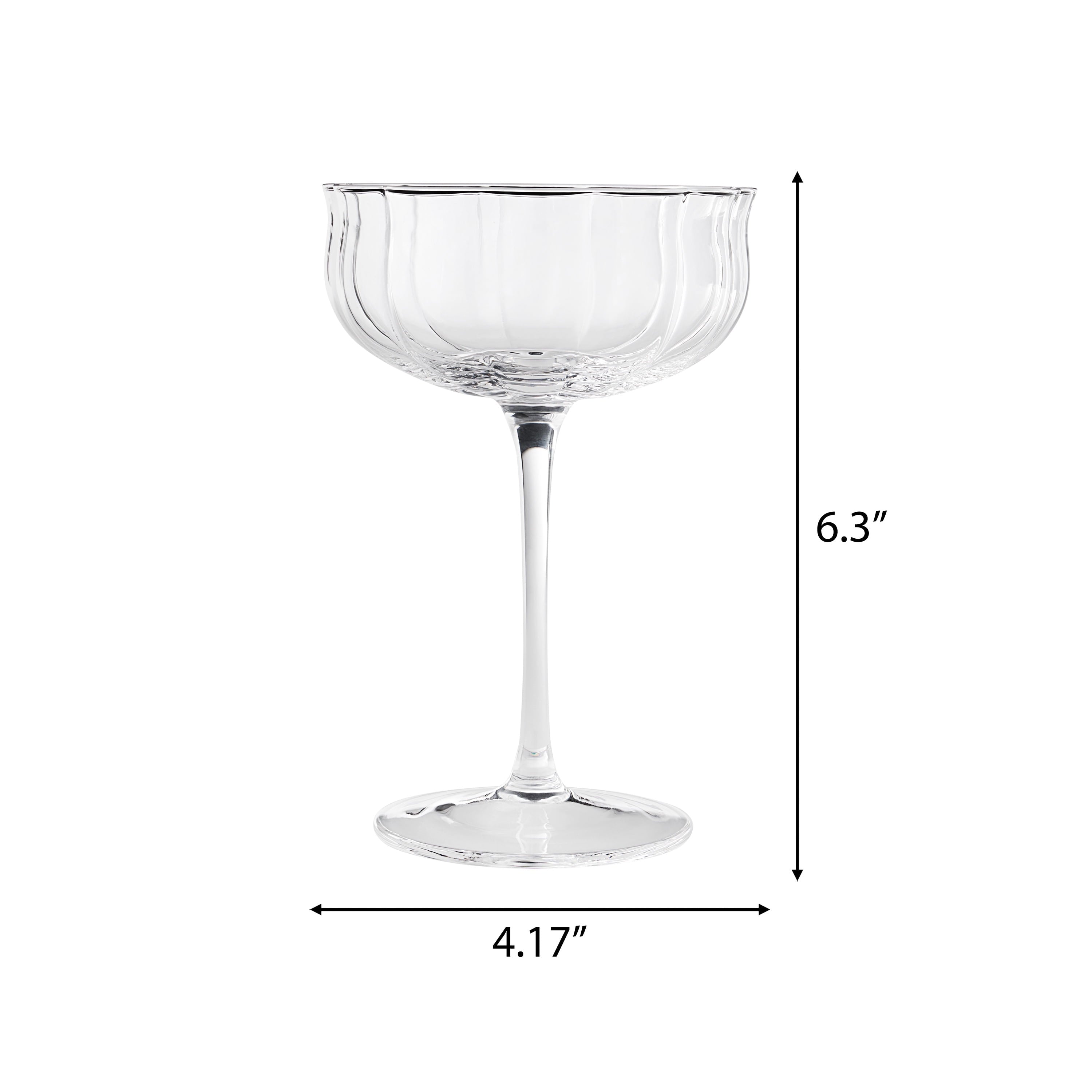 The Pioneer Woman Colette 8-Ounce Scalloped Cocktail Glasses, Clear, Set of 4