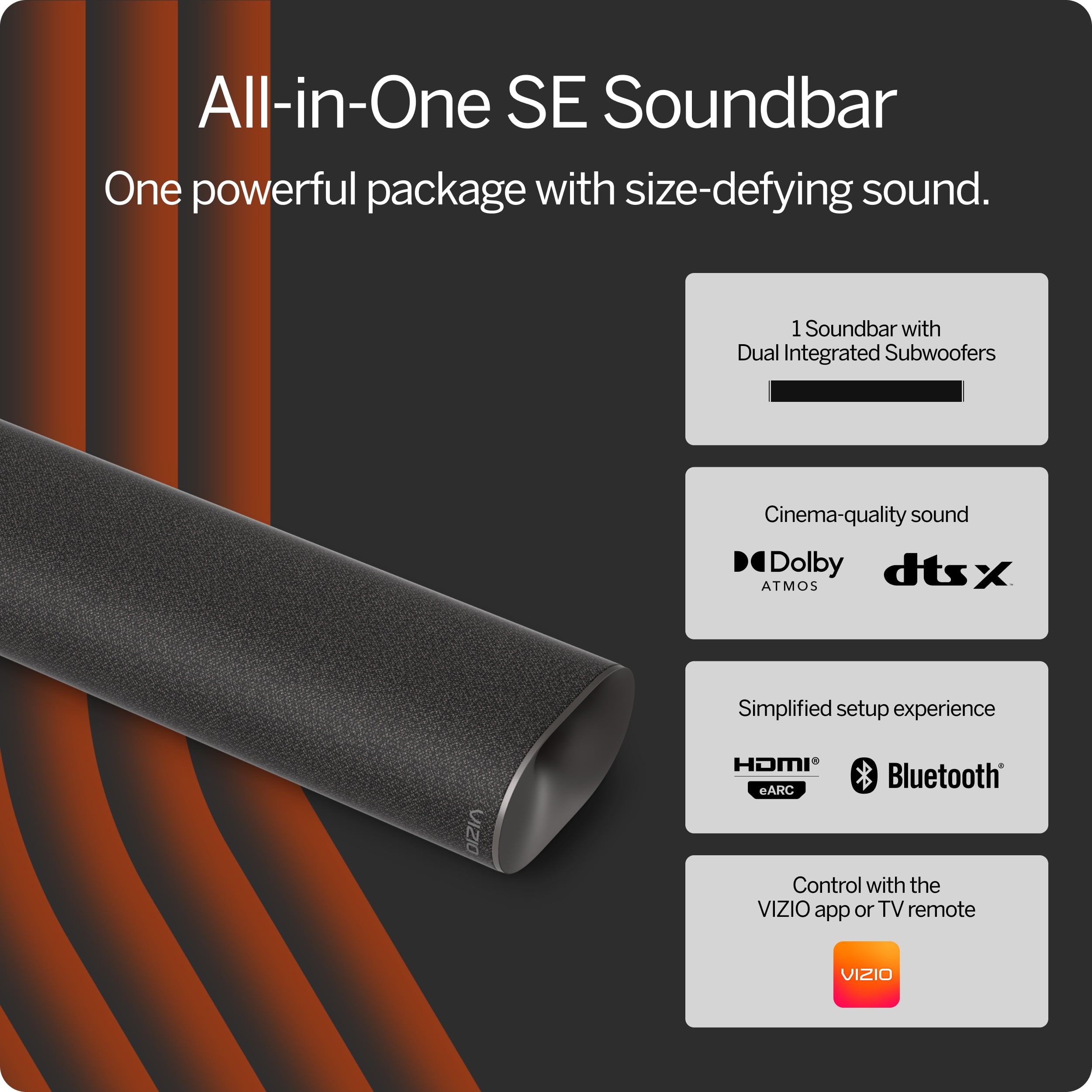 VIZIO All-in-One 2.1 Soundbar SE With Dolby Atmos, DTS:X, Bluetooth SV210Y-0808