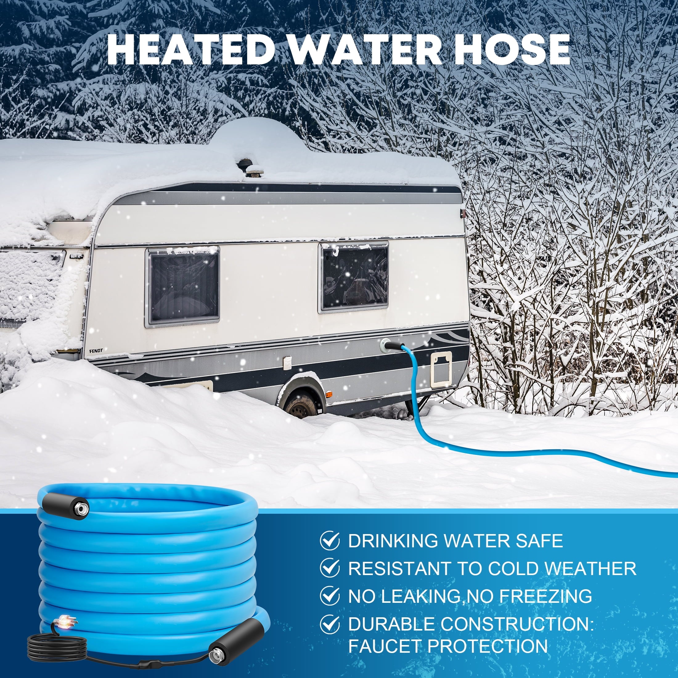 Kohree 25 FT Heated Water Hose with Storage Bag for RV,Drinking Water Hose Antifreeze to -40℉for Trailer,Truck,Garden