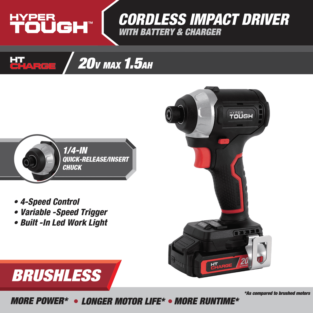 Hyper Tough 20V Brushless 4-Tool Combo Kit