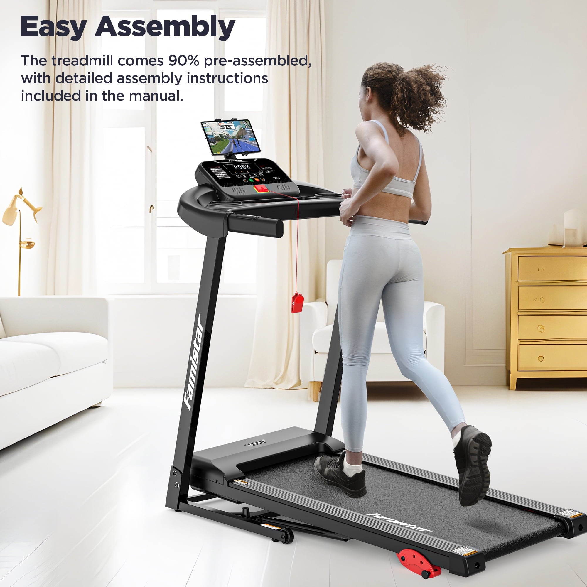 Treadmill for Home, Portable Folding Electric Exercise Treadmill with Adjustable Incline, APP Control, 64 Programs, 300 lb Capacity, 7.5MPH, Bluetooth Speakers, Running Walking Jogging, 12/23 Update