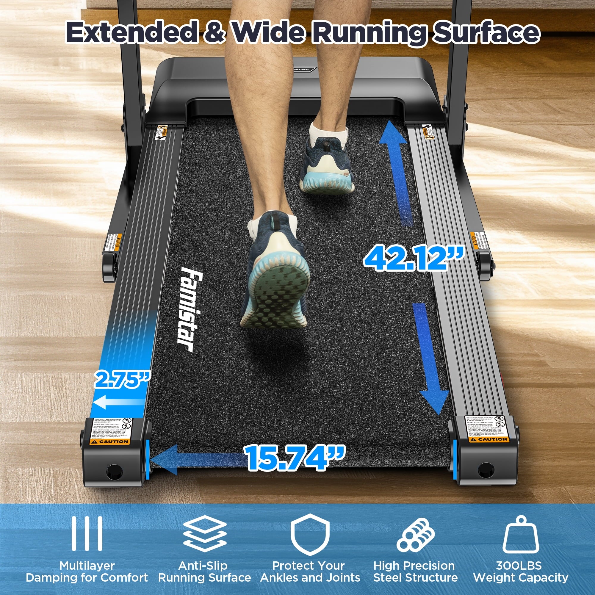 Treadmill for Home, Portable Folding Electric Exercise Treadmill with Adjustable Incline, APP Control, 64 Programs, 300 lb Capacity, 7.5MPH, Bluetooth Speakers, Running Walking Jogging, 12/23 Update