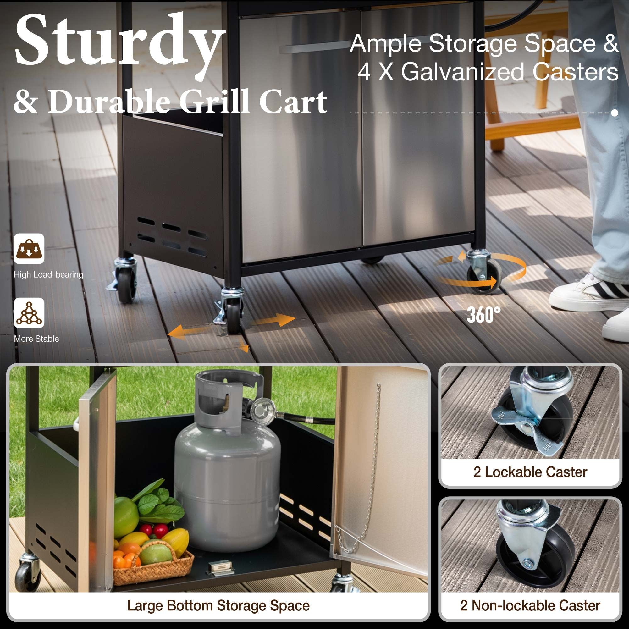 MF Studio 4 Burner Propane Gas Outdoor Grill with Side Burner Stainless Steel BBQ Grill