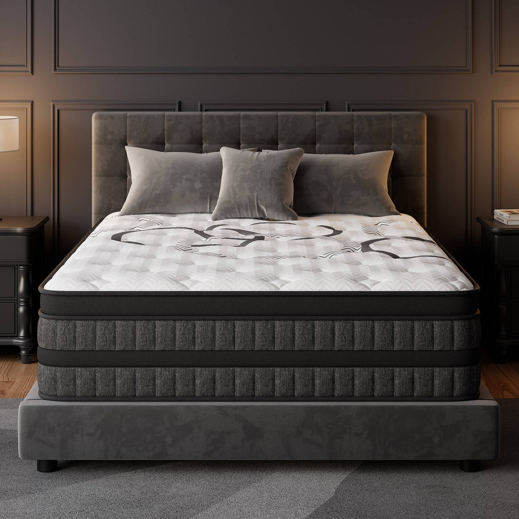 GREOO Queen Mattress 12" Hybrid Gel Memory Foam Mattress with Individually Wrapped Pocket Coils, Medium Firm Support, Pressure Relief, Mattress in a Box