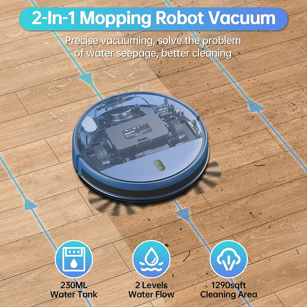 ONSON BR151 Robot Vacuum Cleaner, Robot Vacuum and Mop Combo Compatible with Alexa, Blue