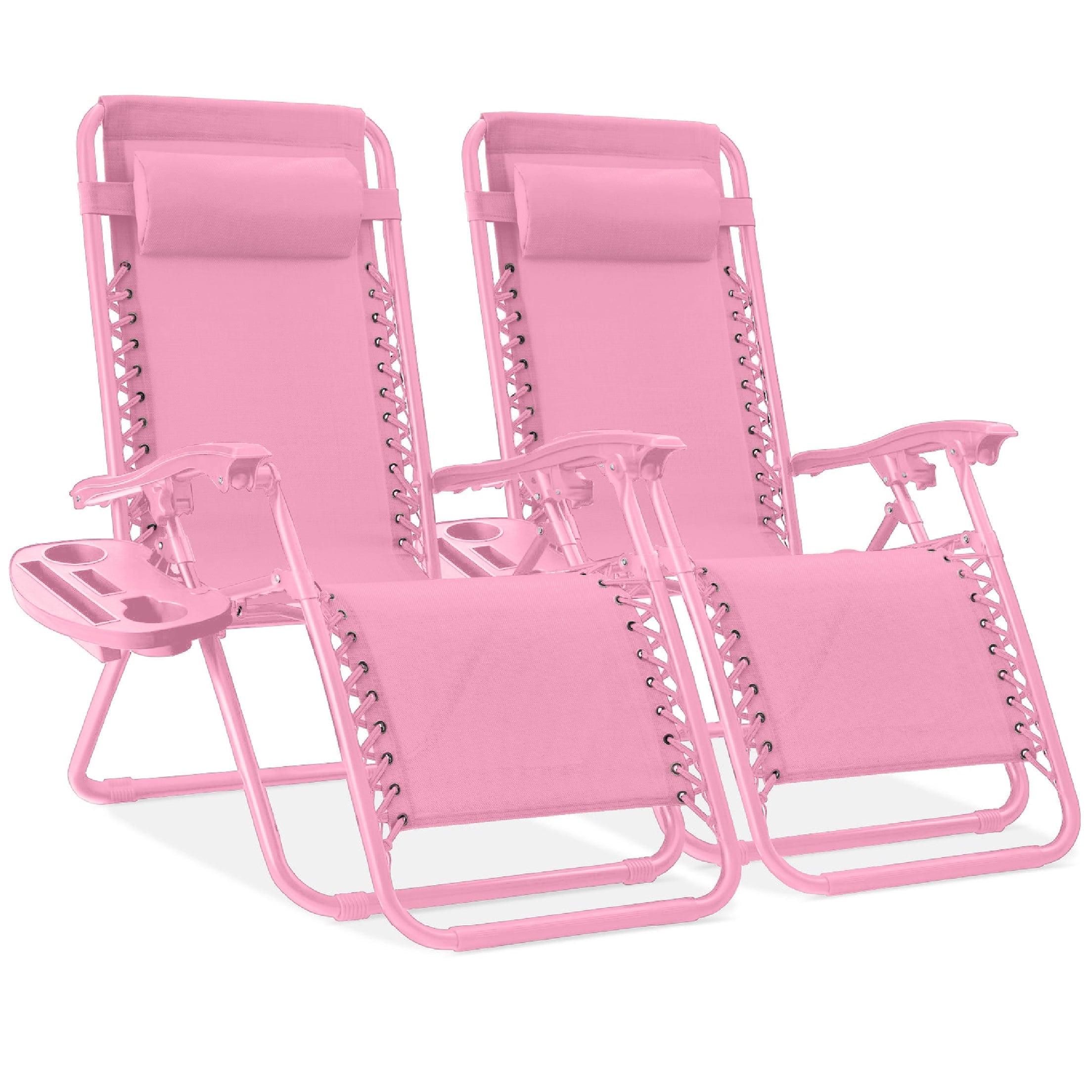 Best Choice Products Set of 2 Zero Gravity Lounge Chair Recliners for Patio, Pool w/ Cup Holder Tray - Gray