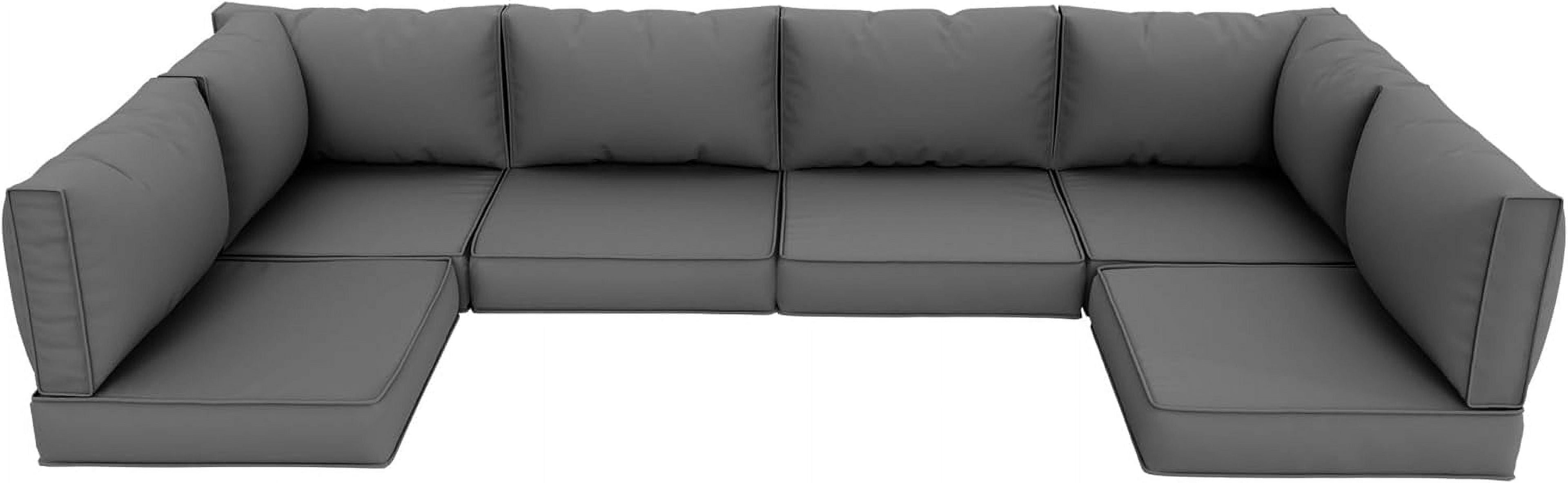 7 Pieces Patio Conversation Set, Outdoor Sectional PE Rattan Wicker Furniture Seat,Dark Gray