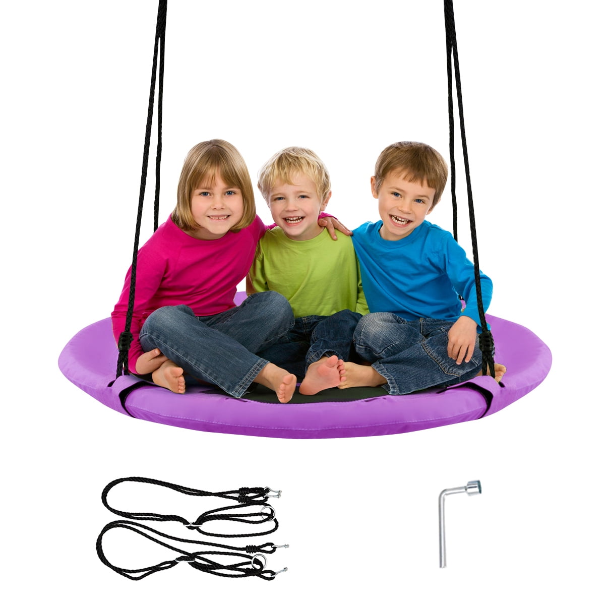 Goplus 40'' Flying Saucer Tree Swing Indoor Outdoor Play Set Swing for Kids Colorful