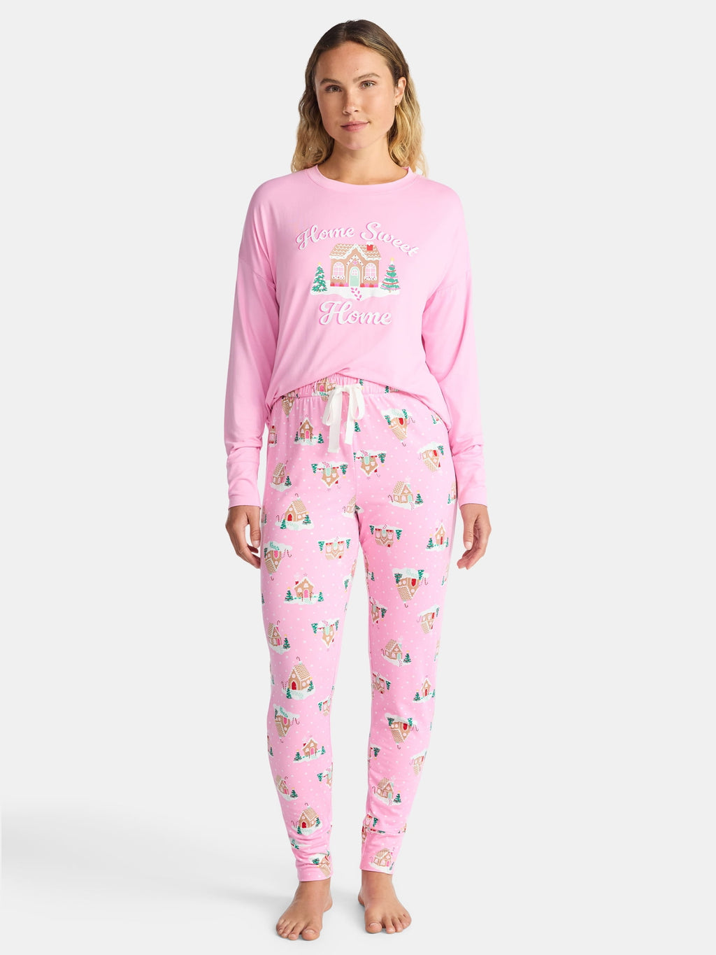 Jaclyn Women's and Women's Plus Holiday Graphic Sleep Tee and Jogger Pants Pajama Set, 2-Piece, Sizes XS-3X