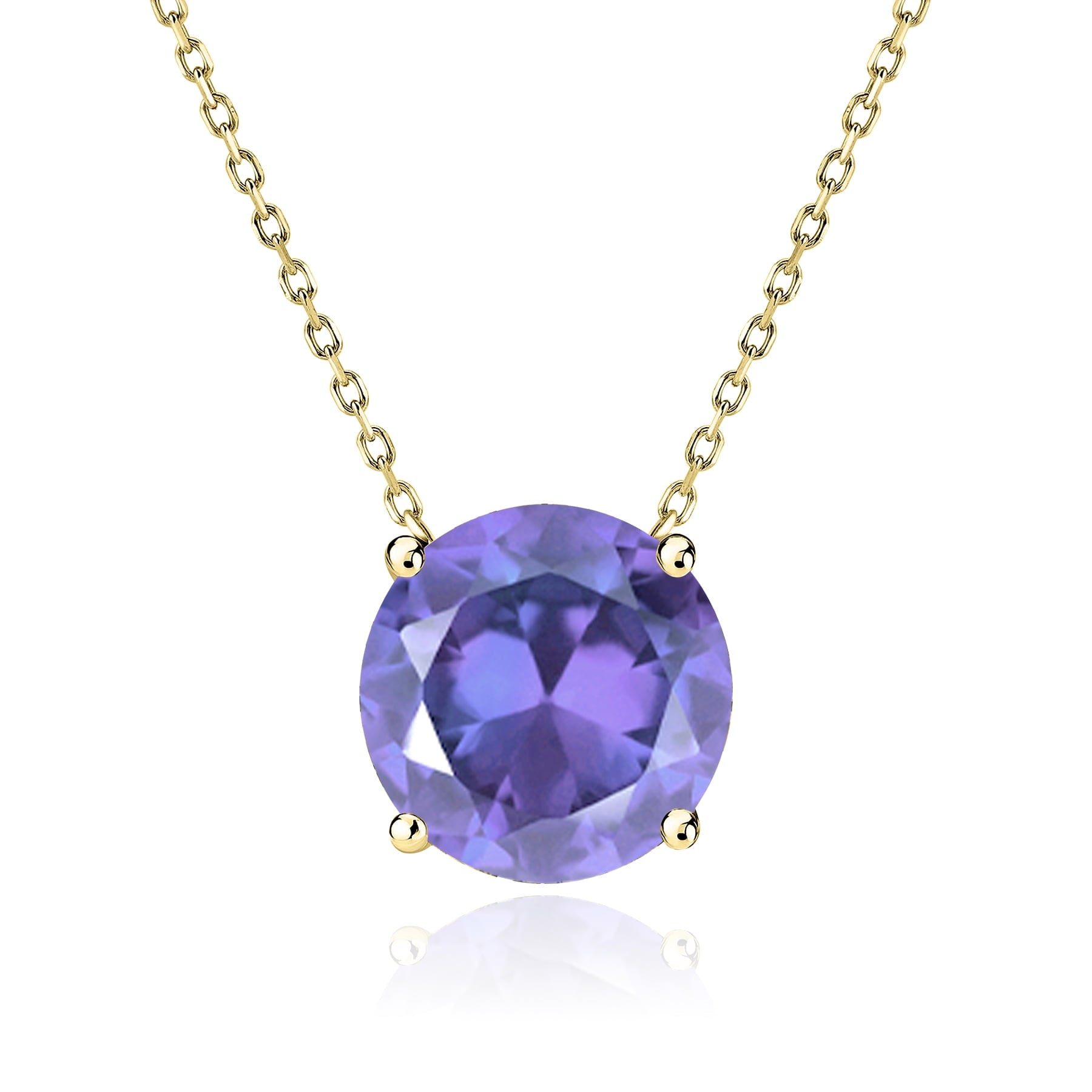 JeenMata 1 Carat Moissanite - April Birthstone Solitaire Pendant Necklace in 18K White Gold over Silver, Female, Adult