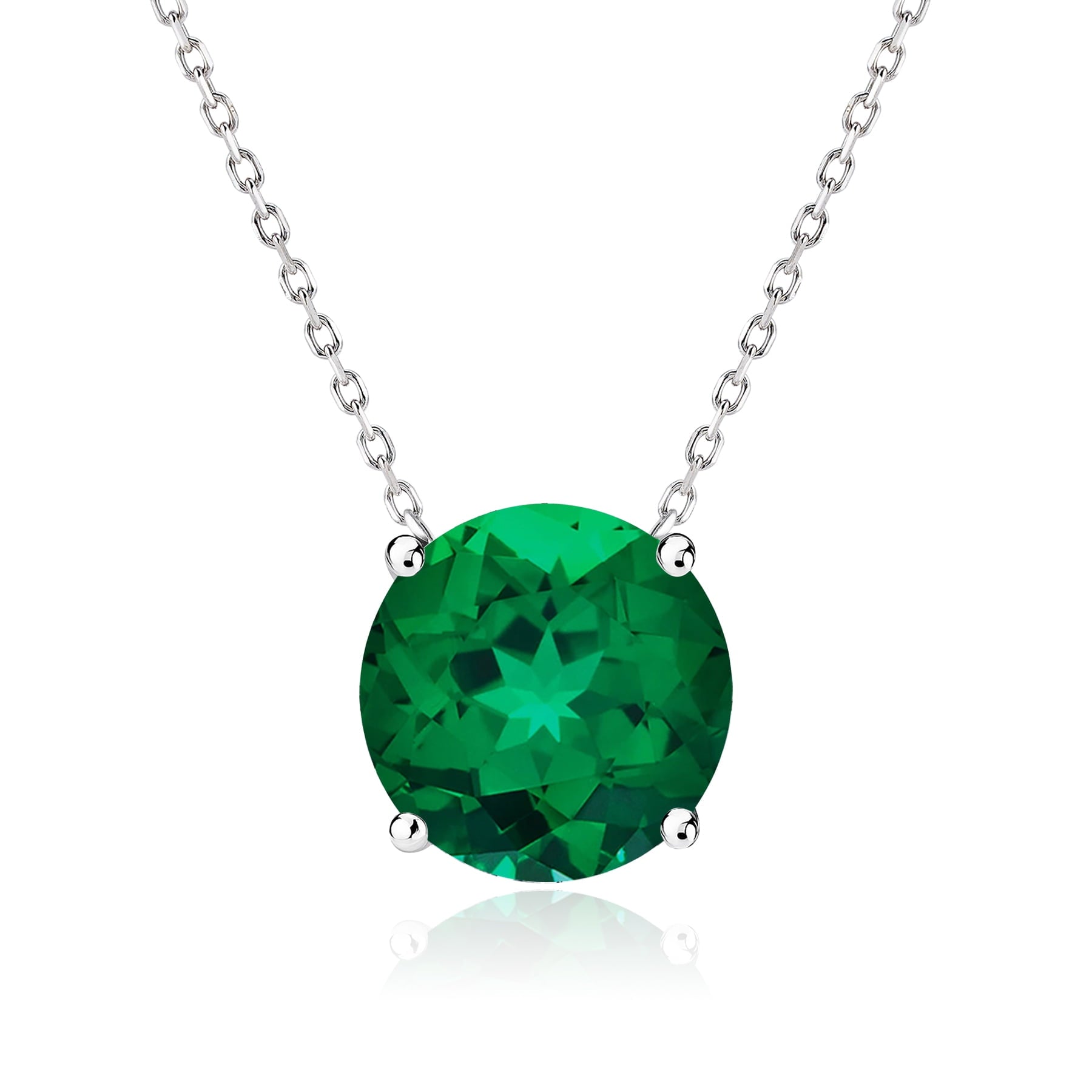 JeenMata 1 Carat Moissanite - April Birthstone Solitaire Pendant Necklace in 18K White Gold over Silver, Female, Adult