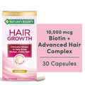 Nature’s Bounty® Optimal Solutions® Hair Growth Supplement for Women with Biotin Vitamin, Dietary Supplement, 30 Capsules