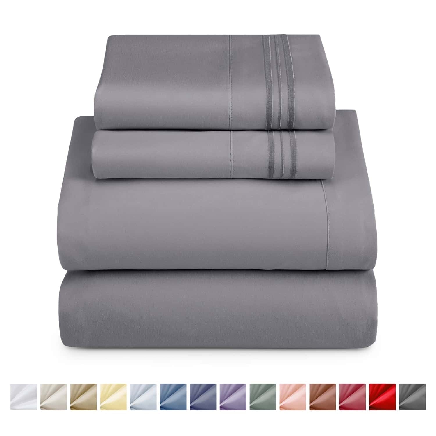 Nestl Queen Sheets Set, 1800 Series 4 Piece Deep Pocket Queen Sheets, Luxury Soft Microfiber Gray Bed Sheets Set