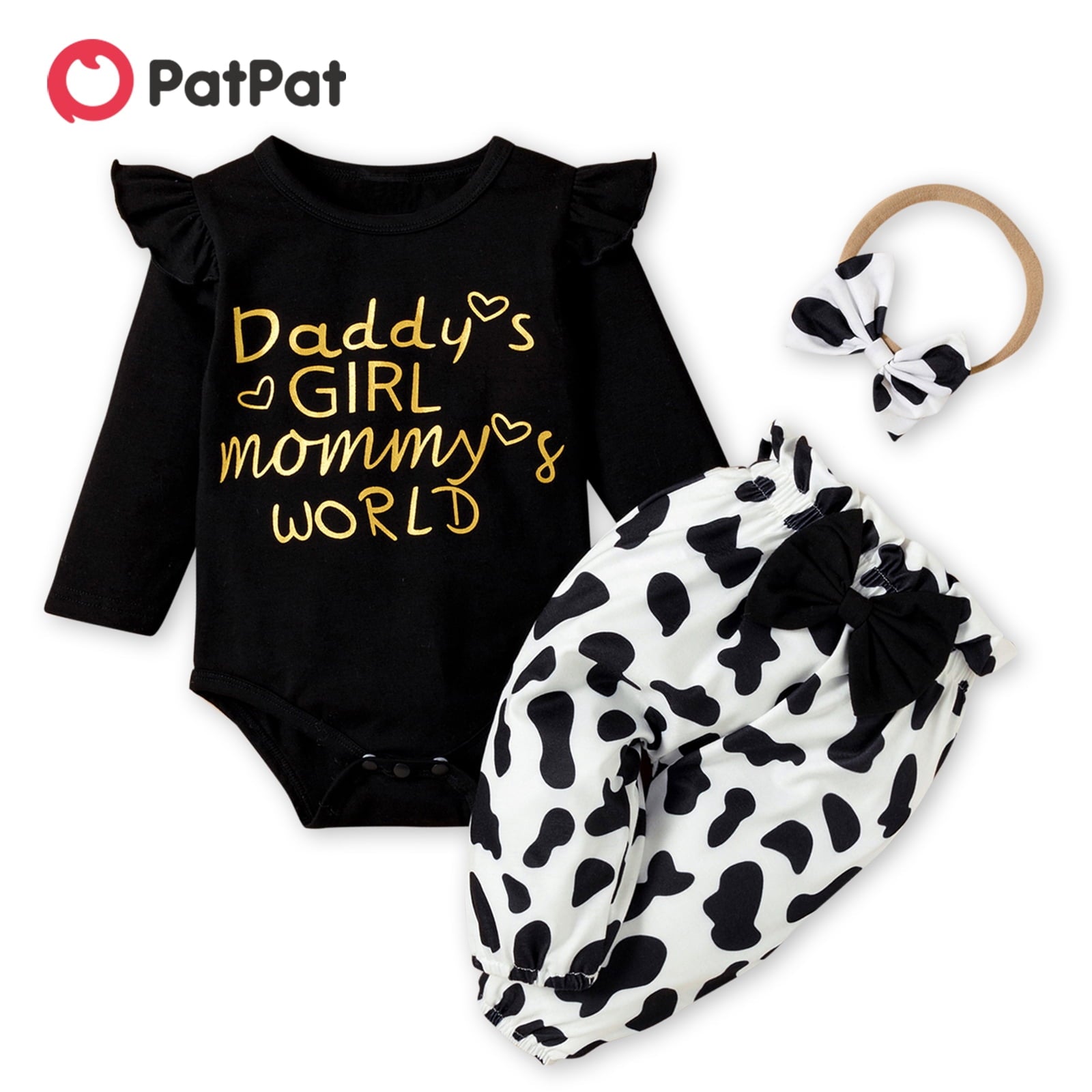 PatPat Newborn Baby Girl Clothes Long Sleeve Romper Bodysuit and Pants Outfit Set, 0-3 Months