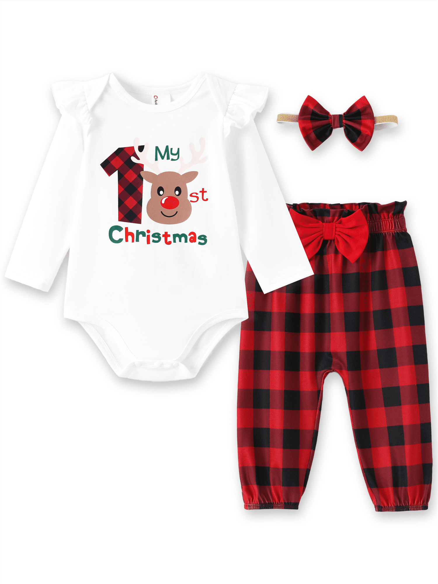 PatPat Newborn Baby Girl Clothes Long Sleeve Romper Bodysuit and Pants Outfit Set, 0-3 Months