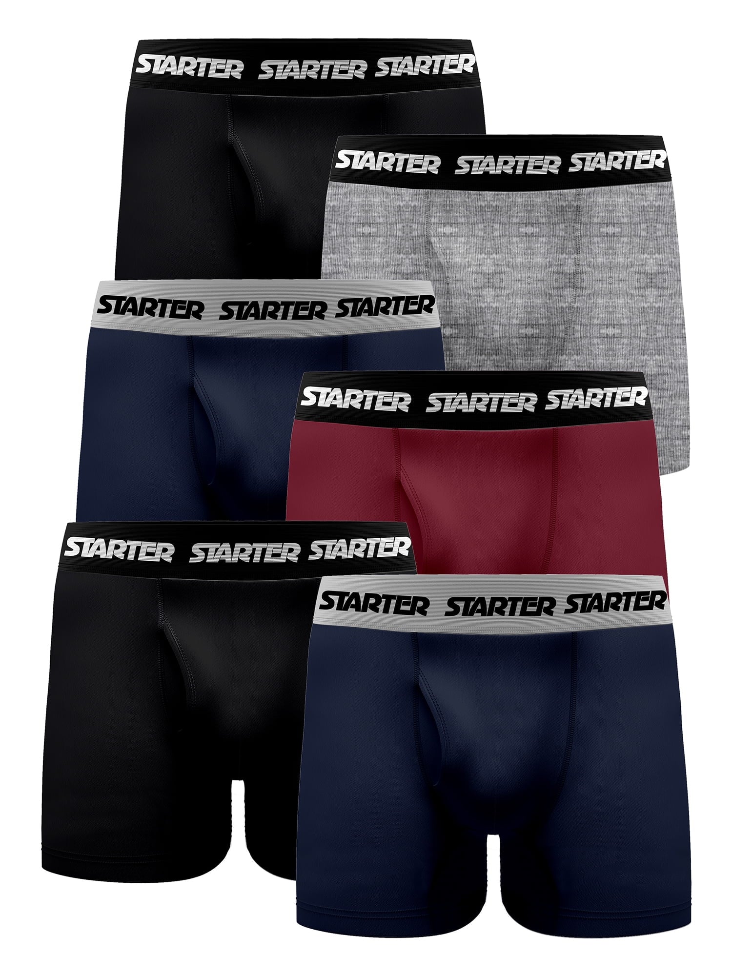 Starter Men's and Big Men’s Stretch Cotton Boxer Briefs, 6-Pack, Sizes S-5X