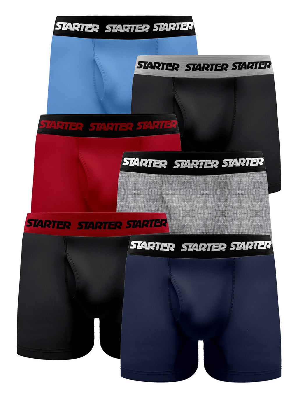 Starter Men's and Big Men’s Stretch Cotton Boxer Briefs, 6-Pack, Sizes S-5X