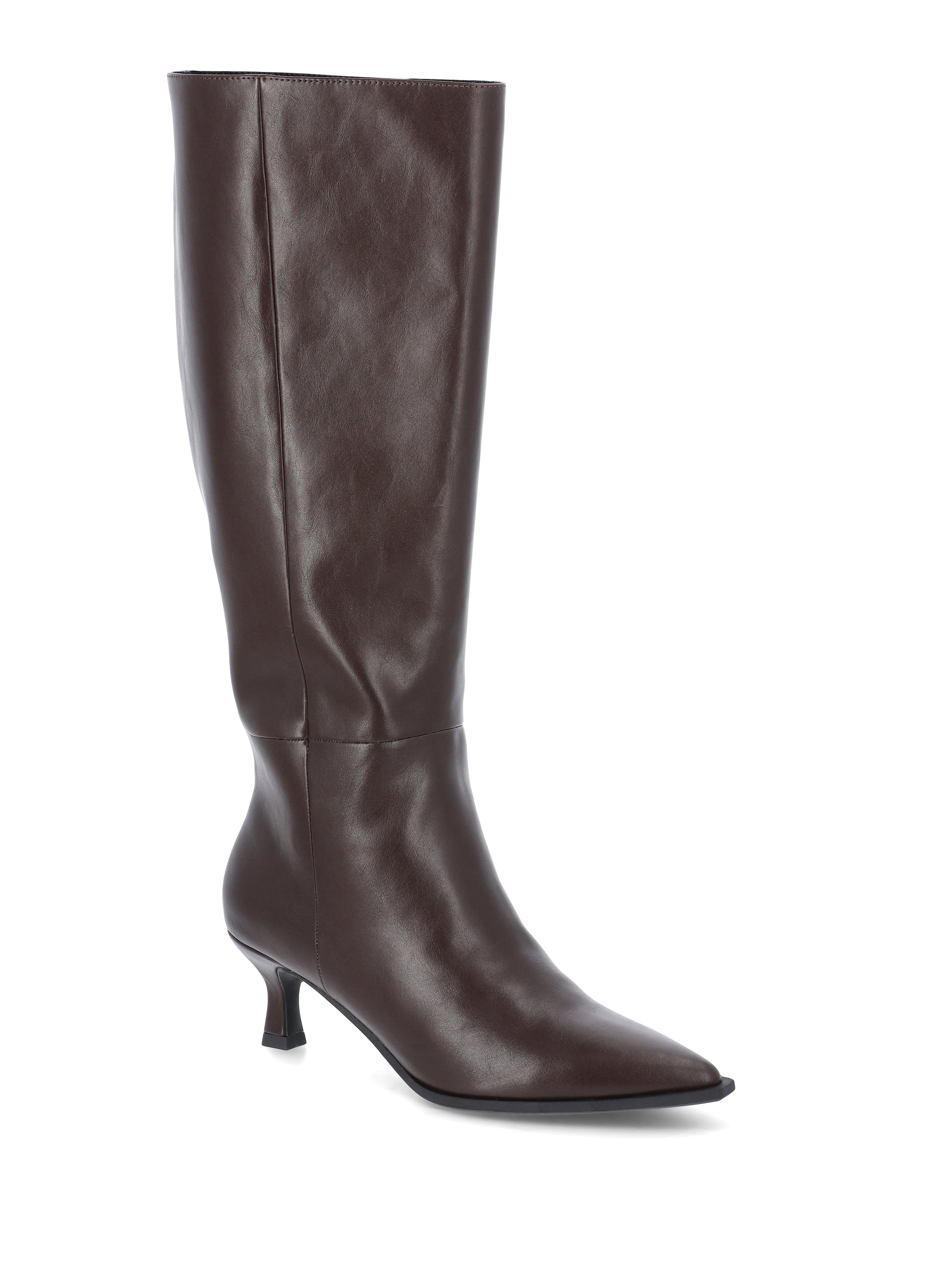 Madden NYC Women's Faux Leather Knee High Boots with Kitten Heel, Wide Calf Available