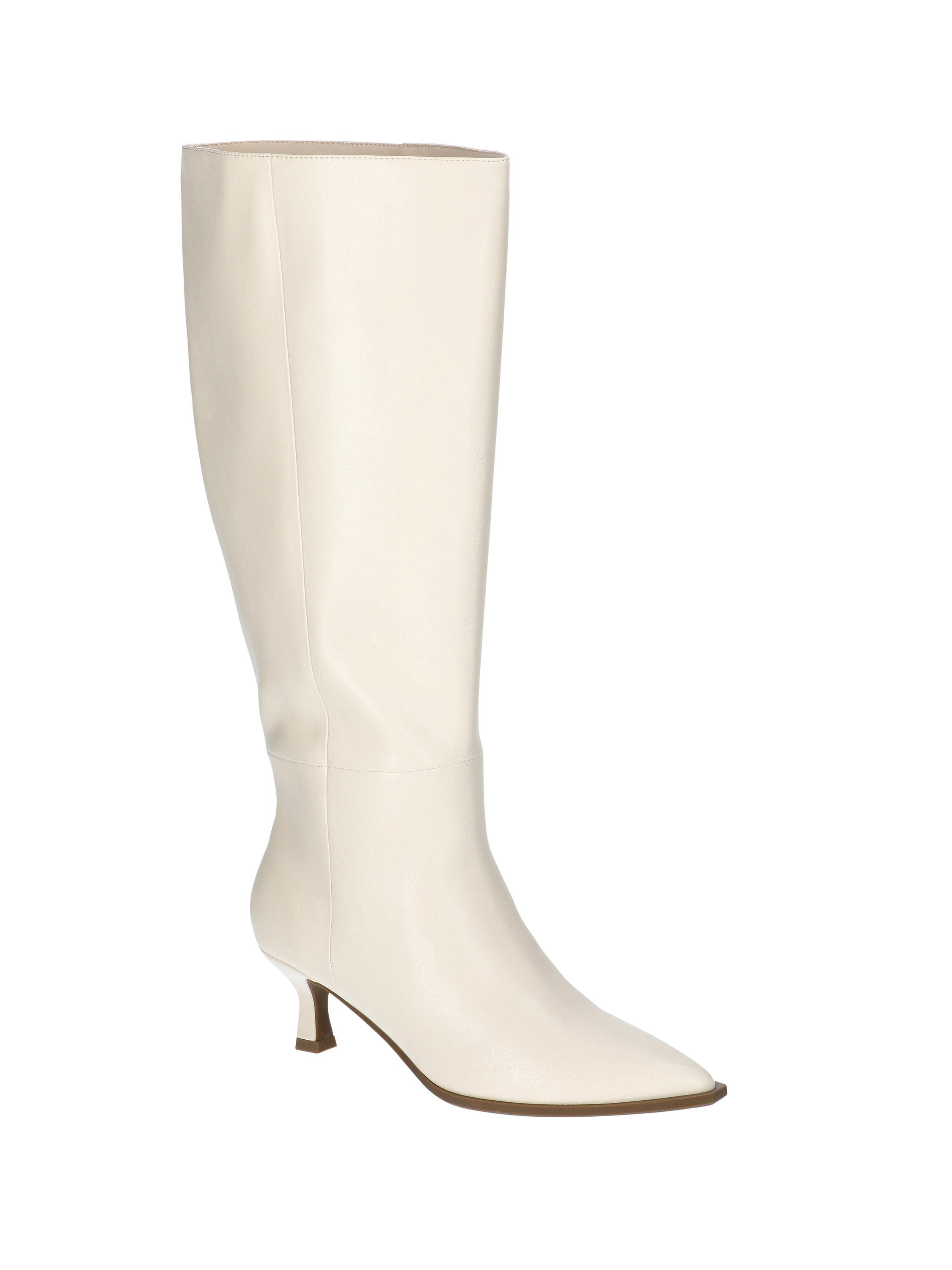 Madden NYC Women's Faux Leather Knee High Boots with Kitten Heel, Wide Calf Available