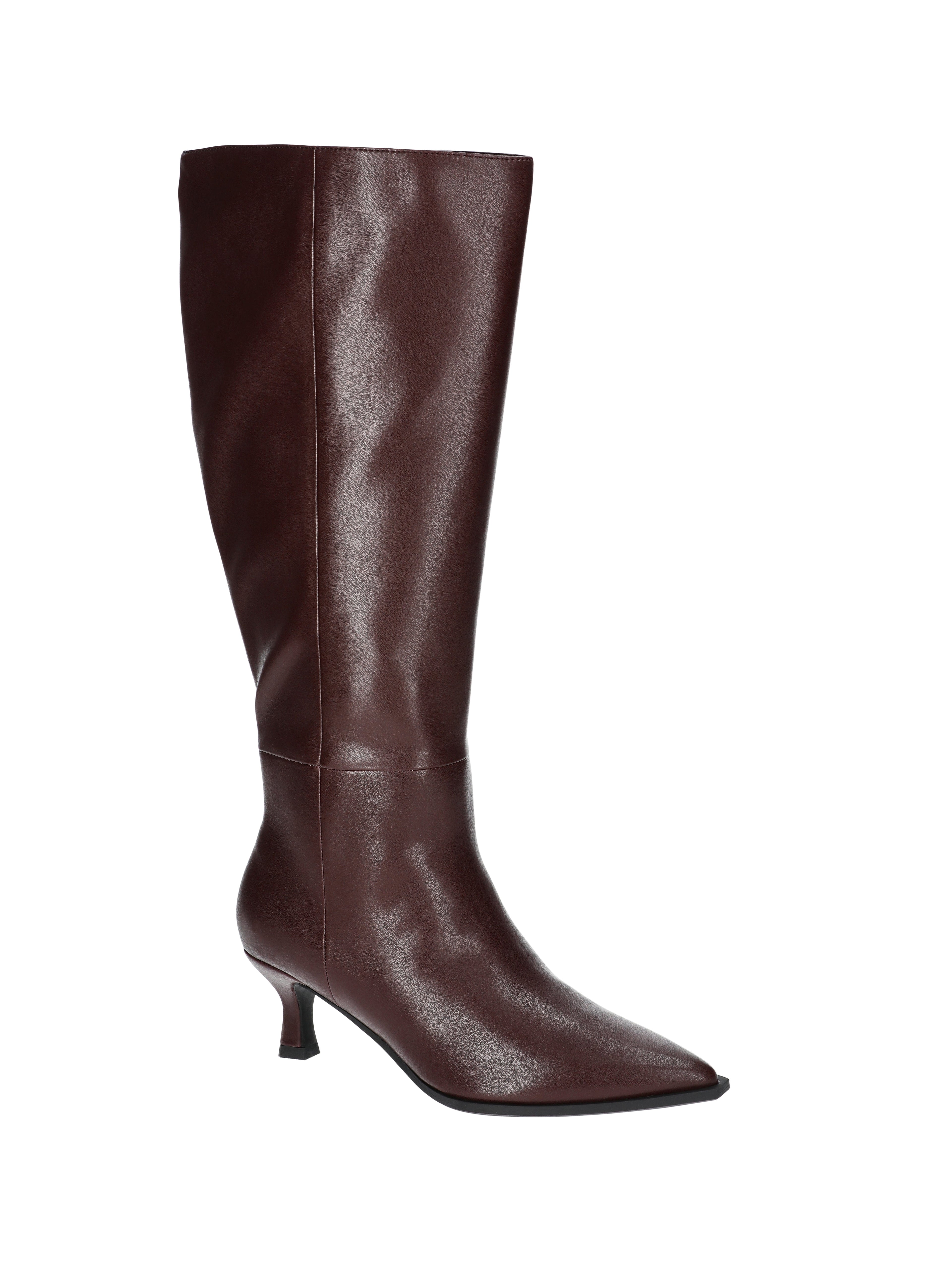 Madden NYC Women's Faux Leather Knee High Boots with Kitten Heel, Wide Calf Available
