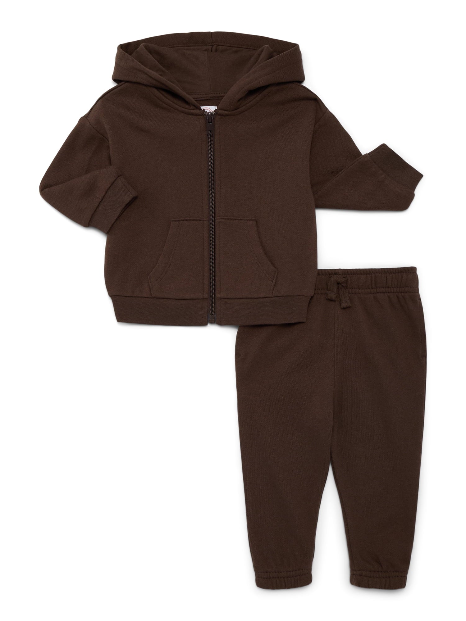 Wonder Nation Baby Unisex Fleece Zip Hoodie and Joggers Set, 2-Piece, Sizes Newborn-18 Months