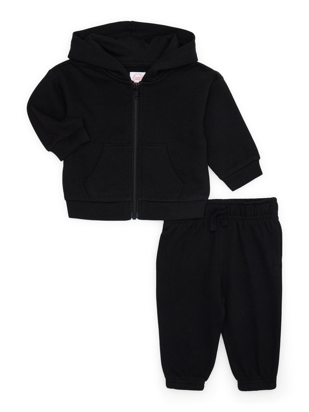 Wonder Nation Baby Unisex Fleece Zip Hoodie and Joggers Set, 2-Piece, Sizes Newborn-18 Months
